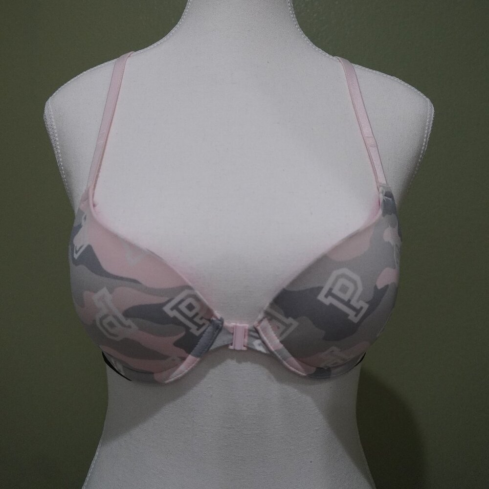VICTORIA'S Secret PINK Wear Everywhere Push Up Bra Pink Camo Size 32A -  Used